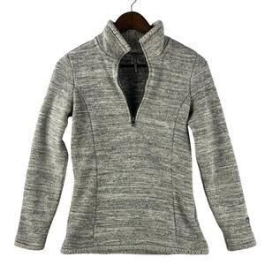 KUHL Womens Alska Quarter Zip Sweater Fleece Lined Cream Gray Size S
